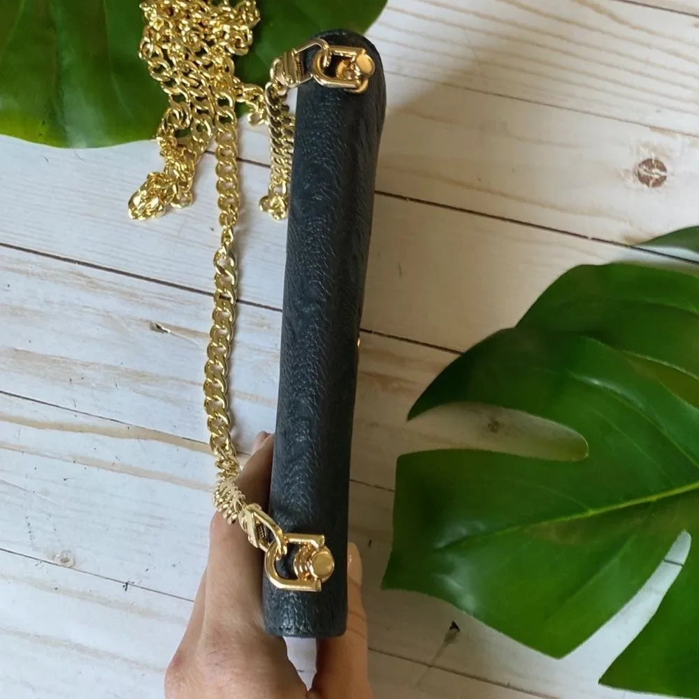 Louis Vuitton Black Crossbody Wallet with Gold Chain